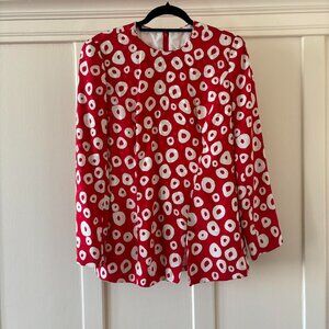 80s Vintage Designer 100% Silk Red Statement Blouse David Hayes SMALL